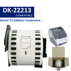 Compatible DK-22213 Black on Clear Film Label 62mm*15.24M Continuous Label DK22213 DK2213 Compatible For Brother Printer