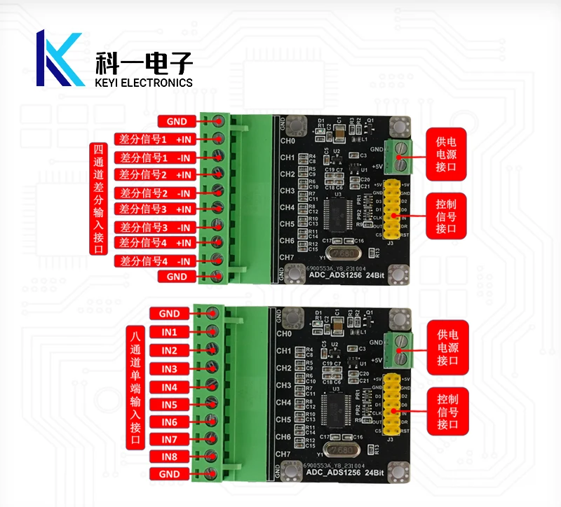 ADS1256 Module 8-channel 24 Bit High-precision ADC Data Acquisition Module Analog-to-digital Converter Acquisition Card