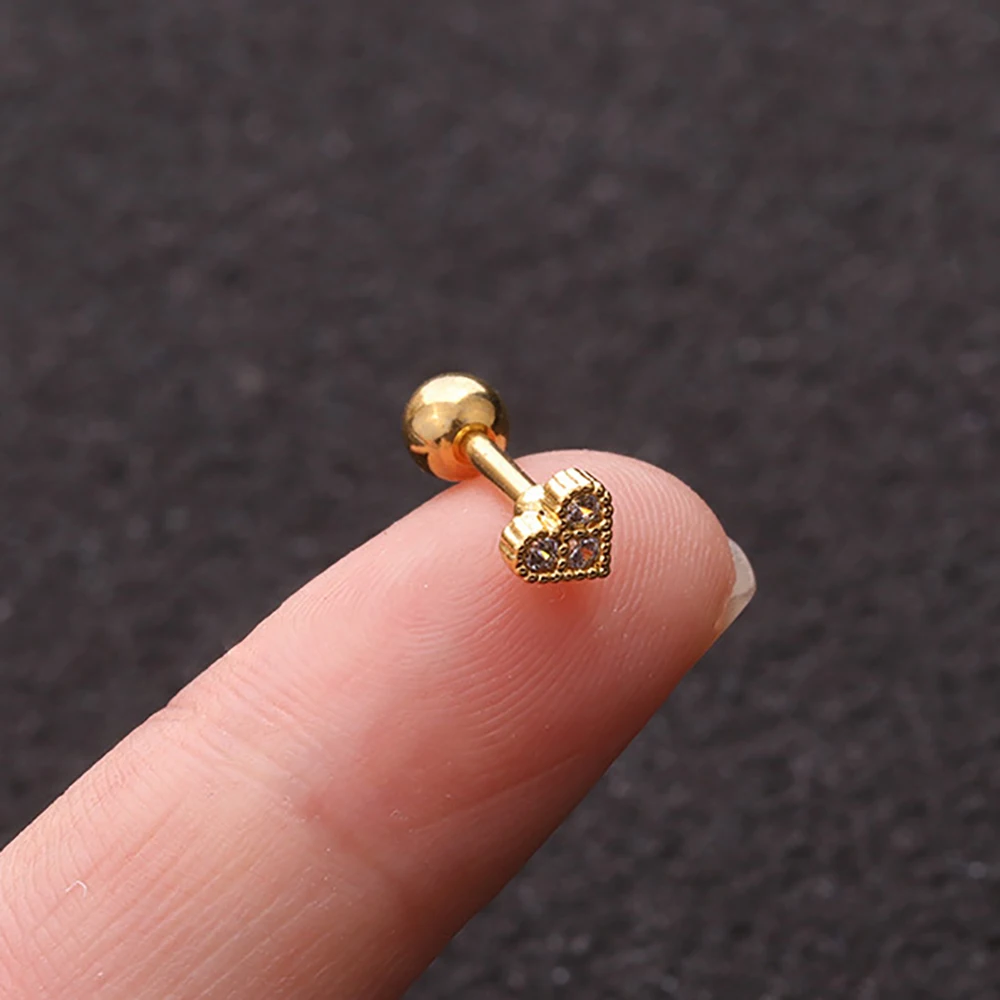 1Piece 99% Pure Titanium Medical Metal Stud Exquisite Heart Drop Flower Earring for Women Helix Cartilage Ear Piercing Jewelry
