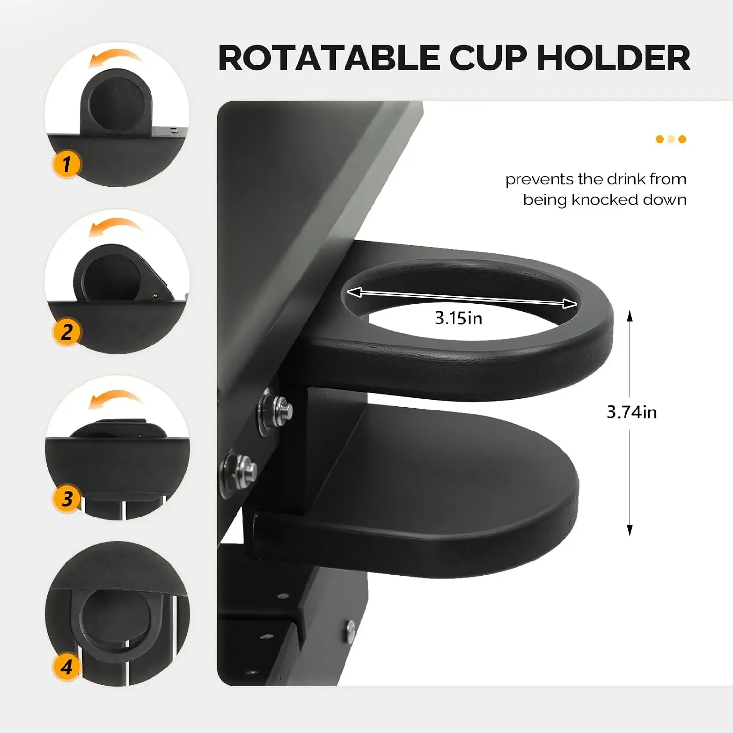 Heavy Duty 880 LBS HDPE Porch Swing Outdoor with Rotatable Cup Holder, with Adjustable Chains, 1 Person Hanging Porch Swing Chai