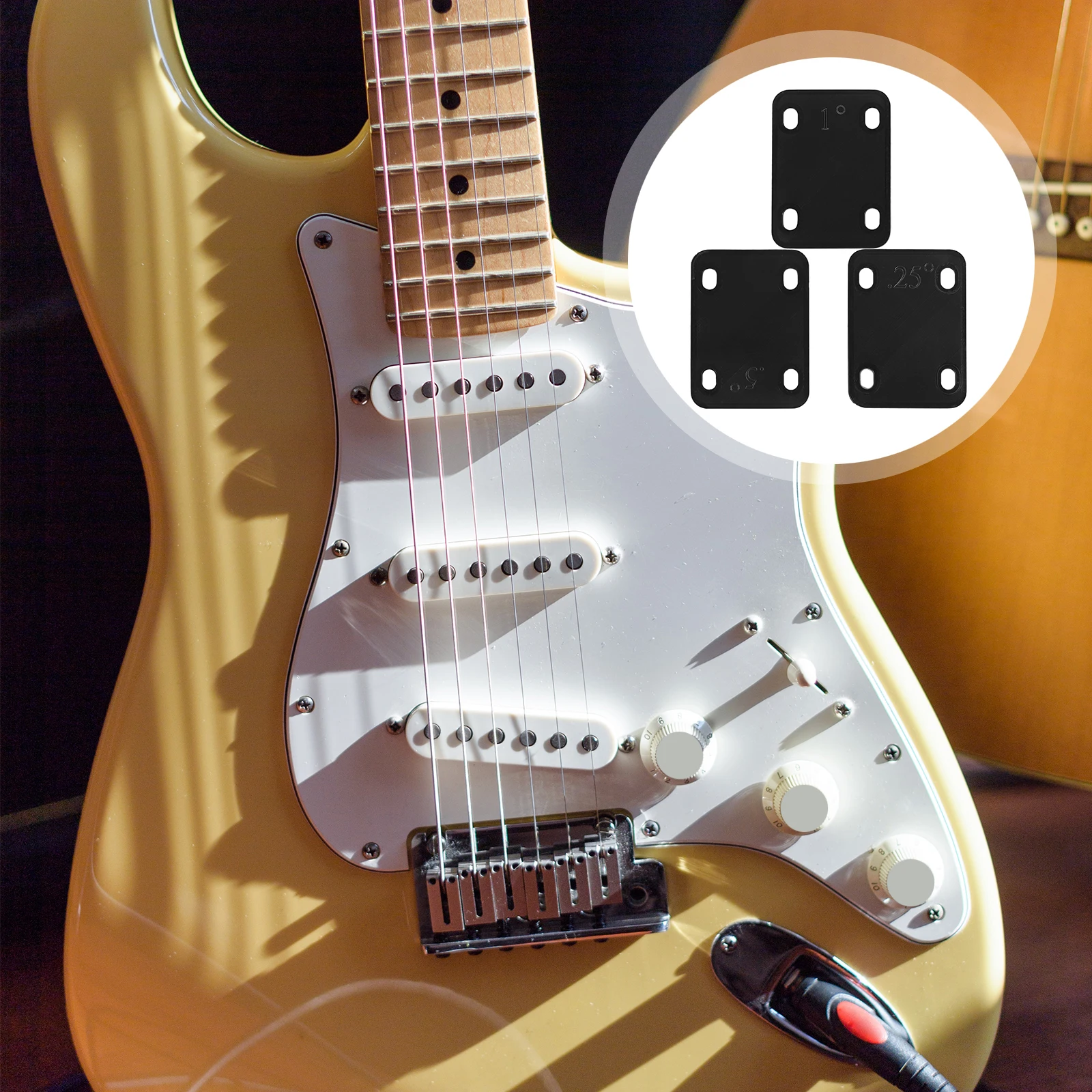 

3pcs Plastic Neck Shims Durable Replacement for Electric Bass Bolt-On Parts Lightweight Compact Design Reusable Guitar Neck