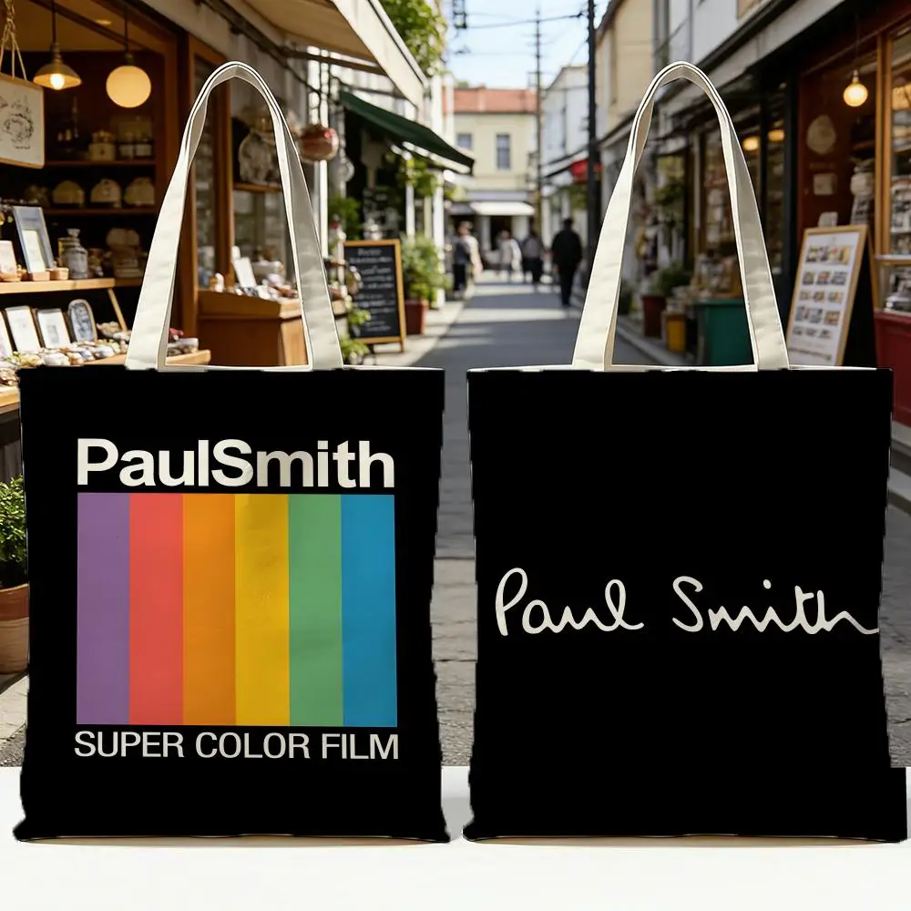 Paul Smith Storage Bags Washable Reversible Shopping Bag with White Handles, for Daily School & Market Use