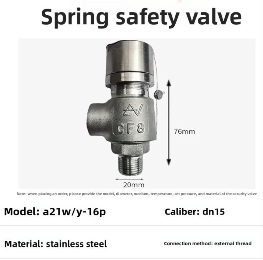 A21W/Y-16P DN15 spring-loaded safety valve, set pressure 1.4 MPa