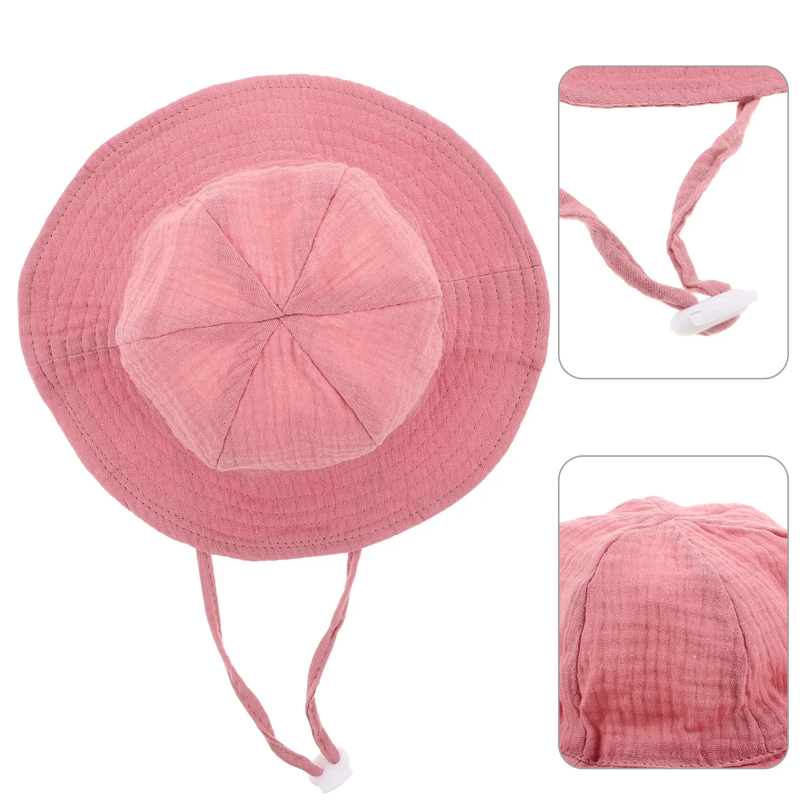Baby Cotton Bucket Hat Soft Breathable Wide Brim Sun Protection Adjustable Newborn Infant Toddler Summer Beach Cap