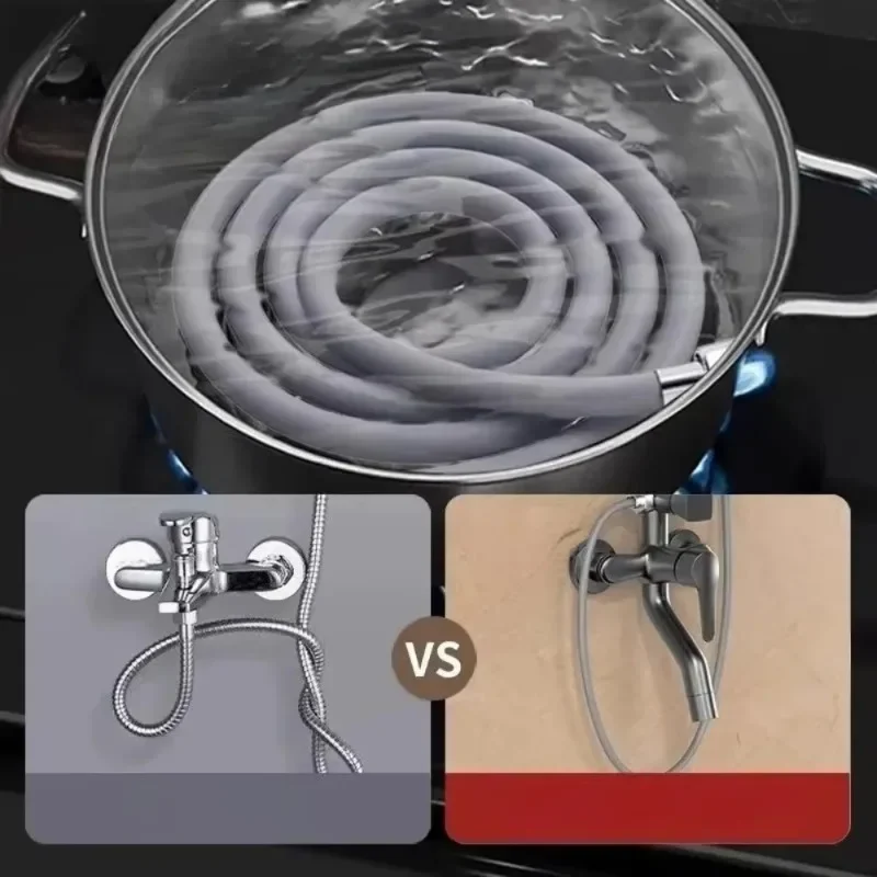 1pc Shower Head Hose Used High Toughness Design Bathroom Silicone Shower Tube Bend Arbitrarily Hose Explosion Proof Anti Winding