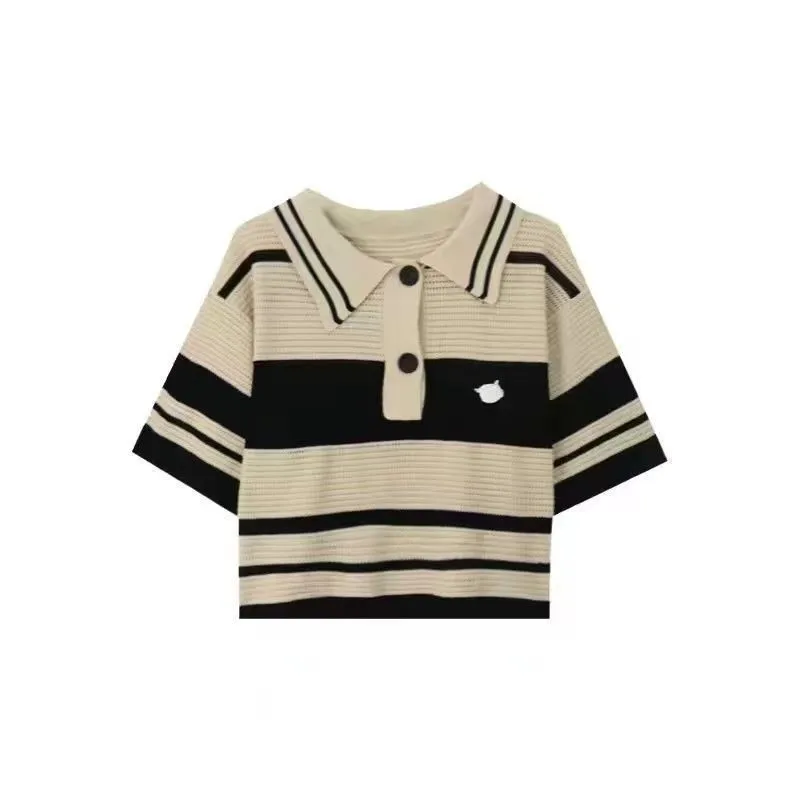 Damski spodnie na lato garnitur 2023 New Fashion Polo z dzianiny z krótkim rękawem, dwuczęściowa w koreańskim stylu szykowny bluzka pasujący zestaw