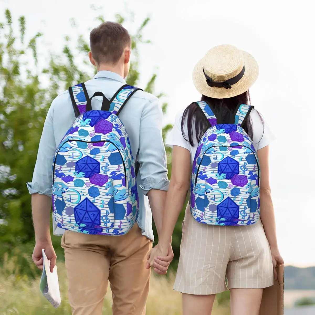 Dice, Dragons, And Dynamics Print Backpack Student BookBag Kids School Bag Computer Shoulder Bags for Boys Girls
