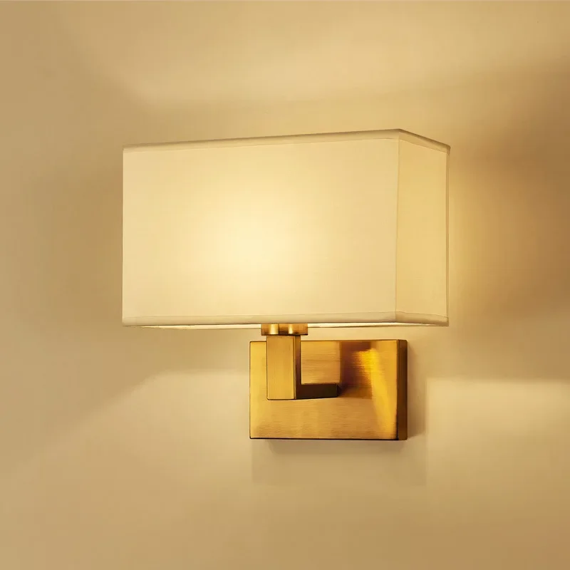 

Hotel study Chinese creative fabric wall lamp European simple bedside