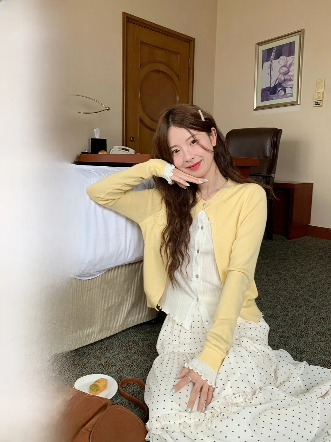 

Мягкий вязаный кардиган Lush Simplistic в корейском стиле для весны и лета, повседневный, свободного кроя, с длинными рукавами и круглым вырезом