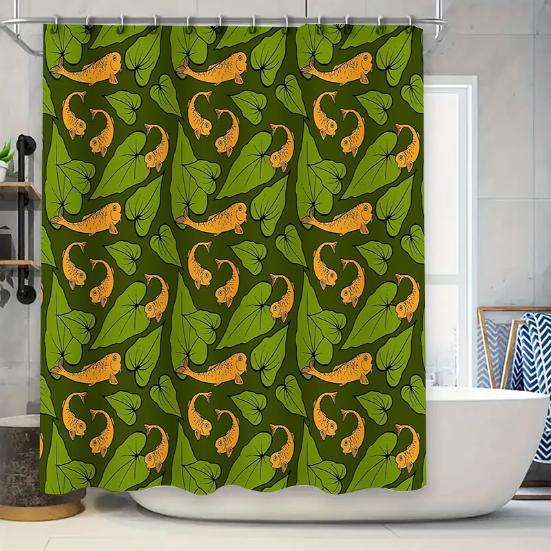 

Koi Fish Shower Curtain Japanese Style Waterproof Bathroom Decor Washable Fabric Art Print Backdrop