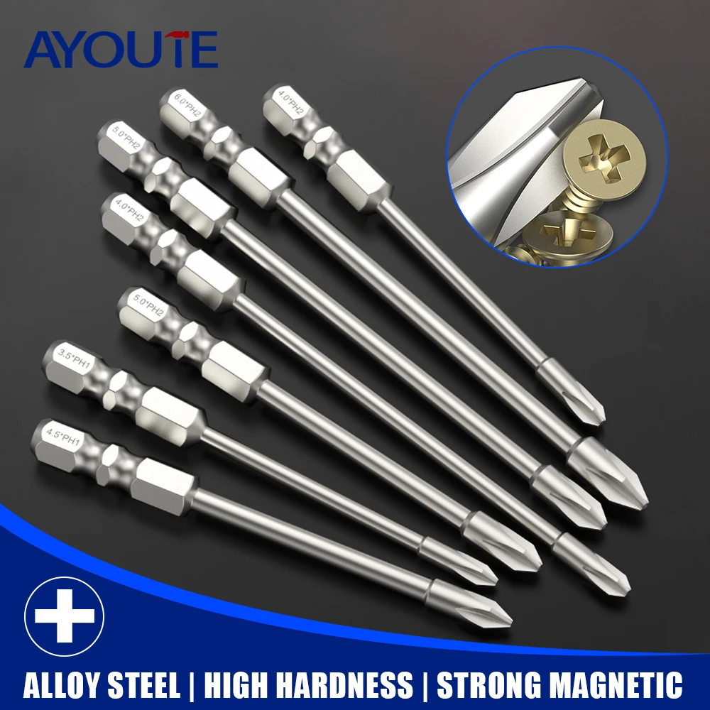 Anti-Slip and Shock-Proof Bits Screwdriver Bits,High Hardness Strong Magnetic 75/100mm PH2 Screwdriver Set Hand Tools