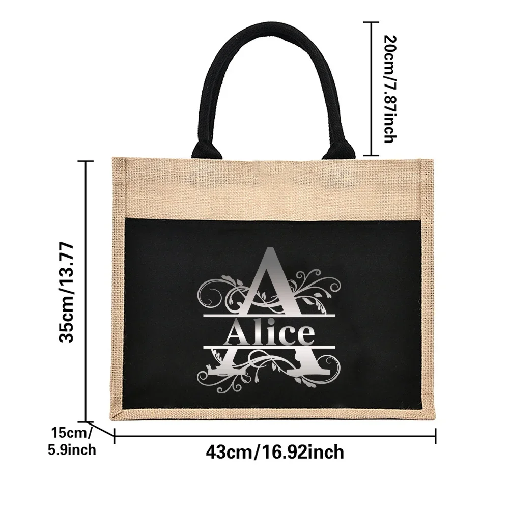 Personalized Customization Name Women's Shopping Bag Fashion Linen Handbag Grocery Storage Bag Customized Product