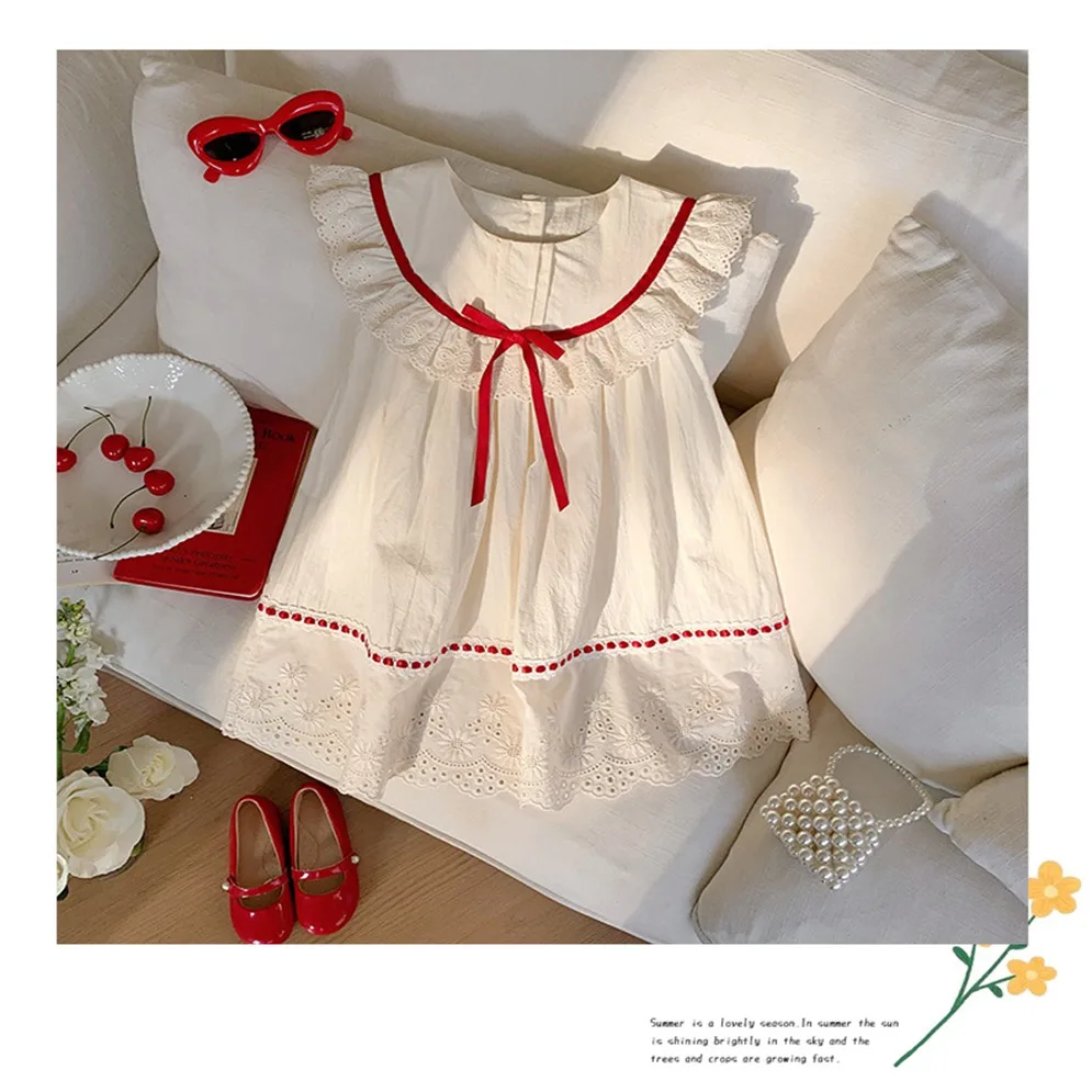 Princess 2-7 Year Kids Wedding Birthday Children Girls Spring Clothes  Elegant Pageant Girl Clothes Lace Summer Baby Dress