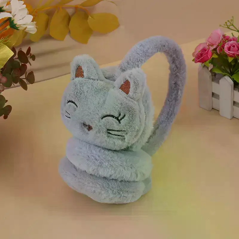 Cartoon Korean Version Autumn And Winter Plush Warm Earmuffs, Plush Cute Cat Earmuffs Protect Ears From Cold