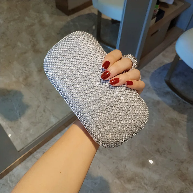

Faionable Diamond Embedded Evening Clutch Bag for Women New Sle Soft PU Leather Handbag Suitable for Banquet Qipao
