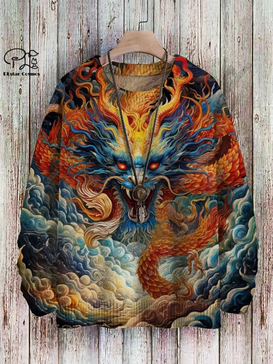 Suéter con estampado 3D de animales para hombre y mujer, suéter informal con estampado de búho, unicornio, pavo real, dragón y Fénix, cálido,