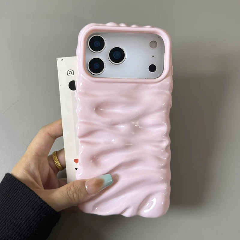 

Fashion Cute Cake Cream Pattern Glossy TPU Phone Case For iPhone 17 16 Pro Max 15 14 Plus Air 13 Shockproof 3D Bumper Cover