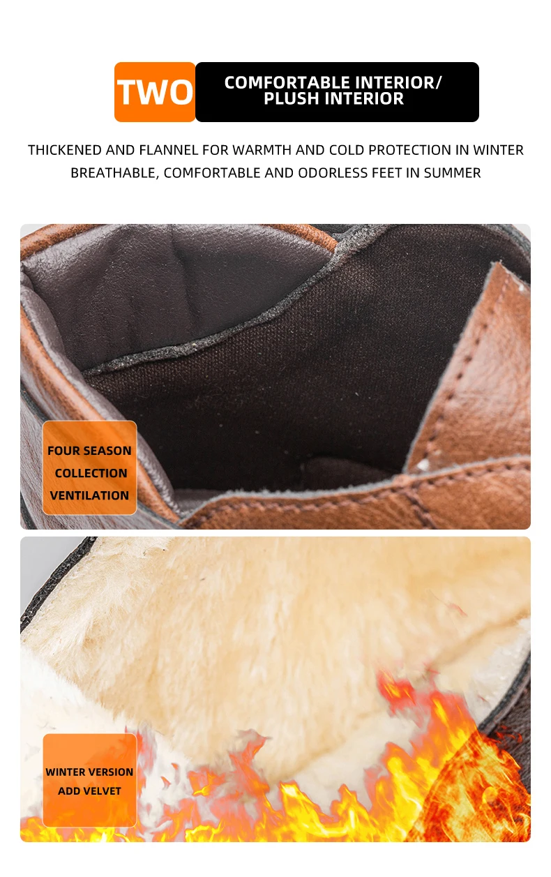 CLOHOO Hand-Sewn Soft-Soled Octopus Boot Men's Short Boots High-Top Leather Boots for Men