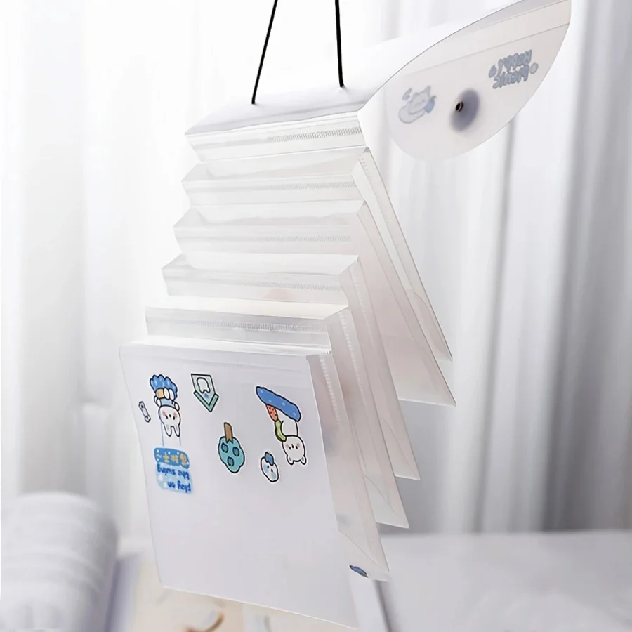 Libro di archiviazione di adesivi A6 Cartella di archiviazione di denaro trasparente Porta notebook con benda portatile Banconote di contanti Organizzare il folletto di foto dell'idolo