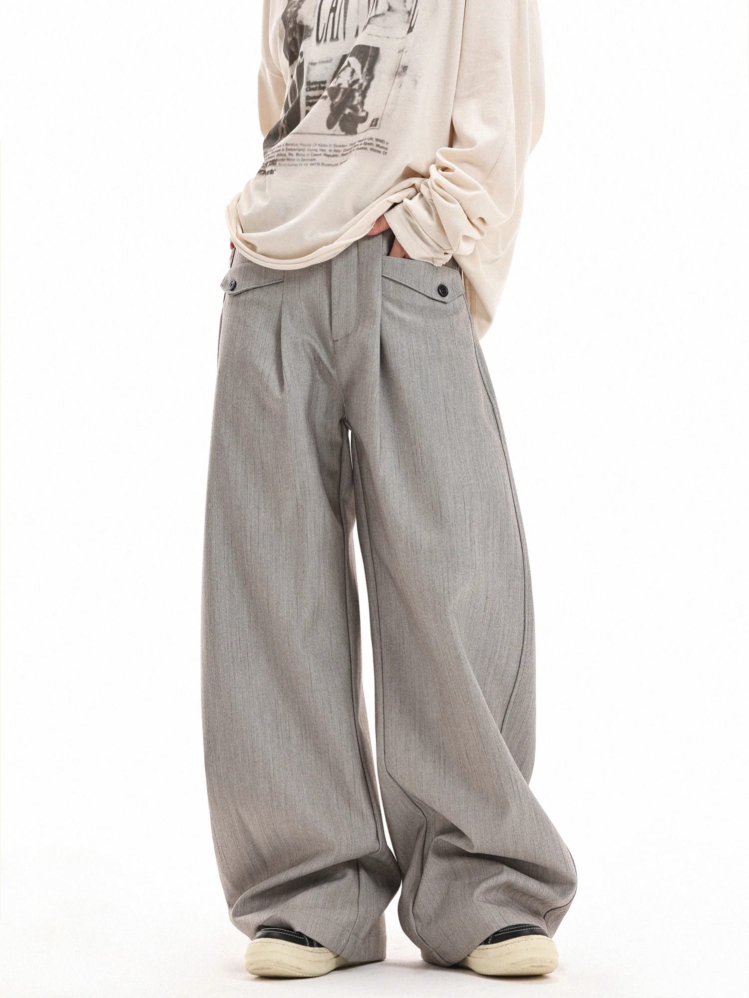 

Брюки унисекс Damon Island Original в стиле ретро с бамбуковой текстурой, свободные, повседневные, американские, широкие, с высокой талией, на молнии