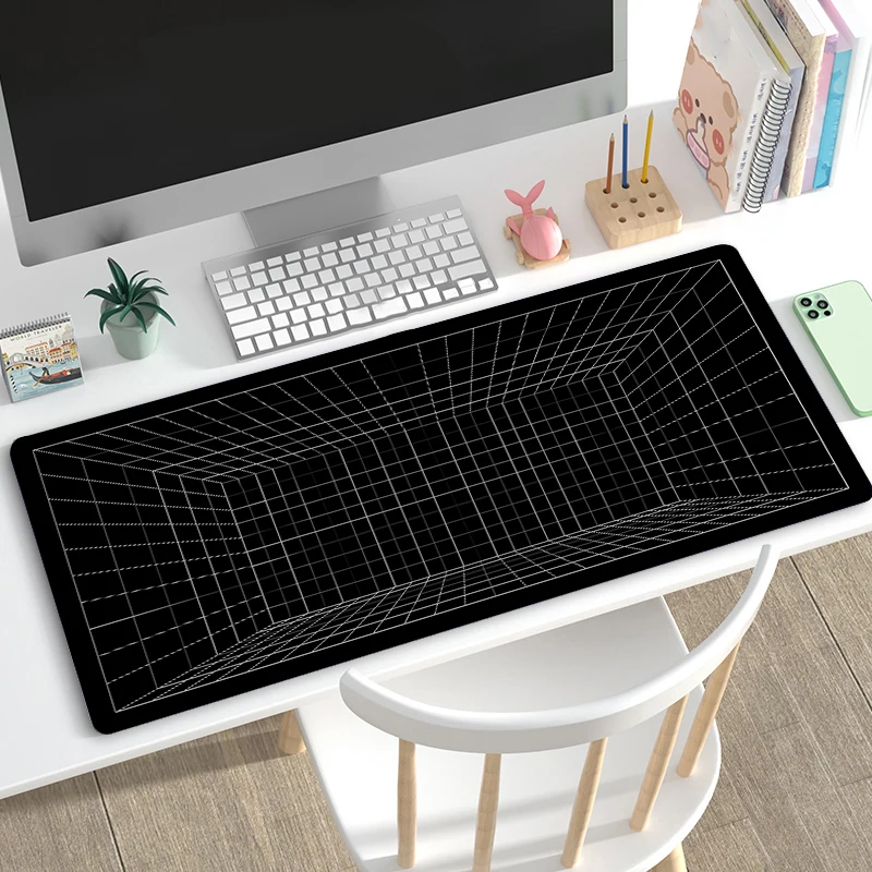 

Black Big Art Mouse Pad Setup Gamer Accessories Mousepad Gamer 900*400mm Rubber Non-slip Keyboard Deskmat XXL Office Carpet