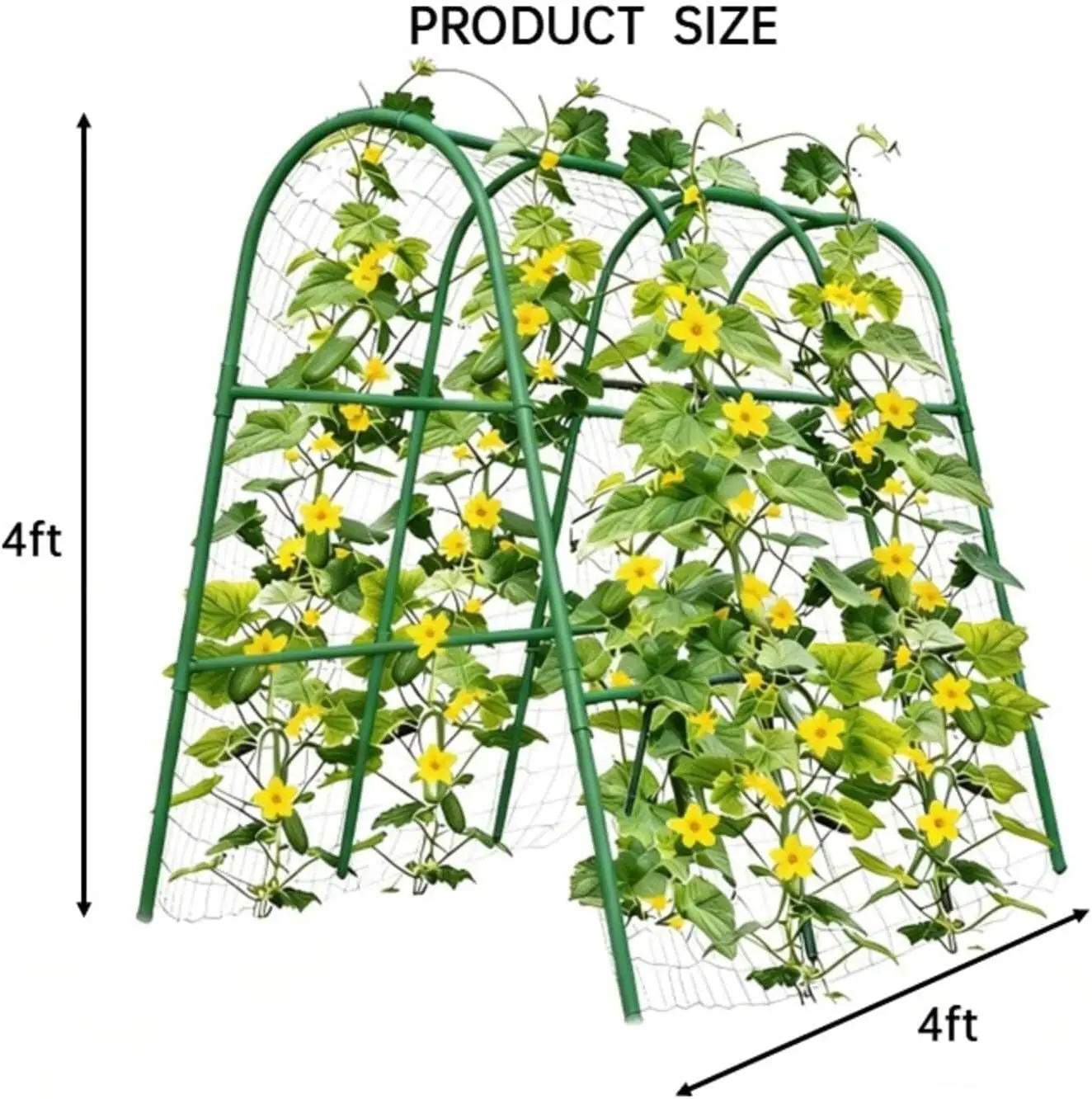 Green PE u‑Shape Garden Trellis for Raised Bed | Arch Plant Support Trellis for Climbing Vegetables Vines Outdoor, Cucumber Bean Plant Trellis
