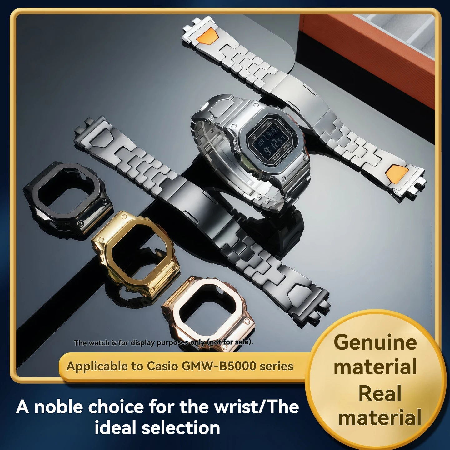 Suitable for G-SHOCK Casio small silver block 3459 GMW-B5000 series solid stainless steel watchband case men's accessories
