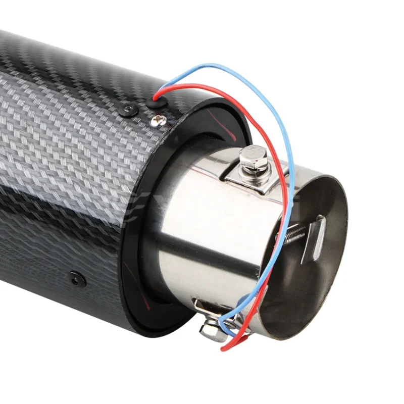 1Pcs Universal High Performance Carbon Fiber Led Red Blue Light Fashion Car Led Exhaust Muffler Tips Exhaust Pipe Tail Tip
