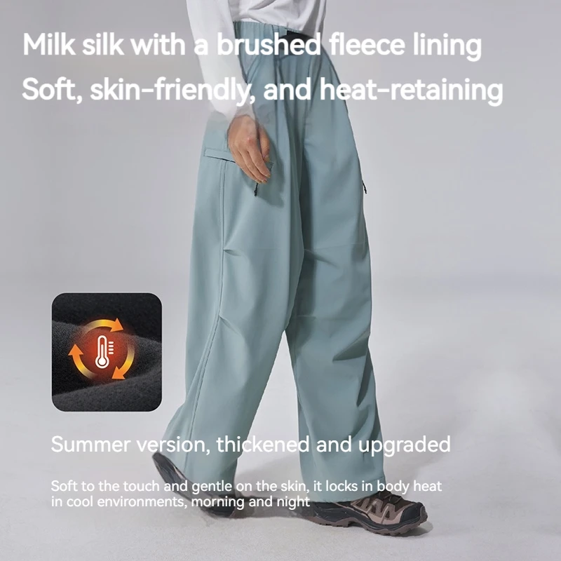 Naturehike 2026 Women Fleece-Lined Softshell Trousers Polyester Paratrooper-Style Pants Loose Outdoor Durable Water Repellent