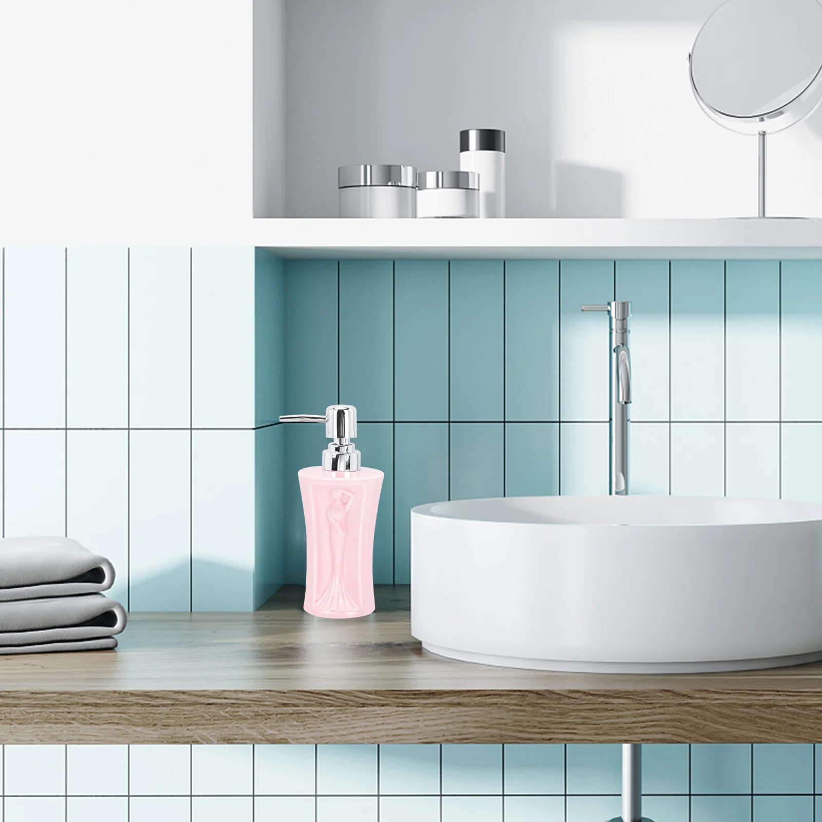 

Ceramic Sub-Packing Bottle 1Pcs Shampoo Lotion Press Dispenser Refillable Multi-Purpose Liquid Soap Bathroom Use