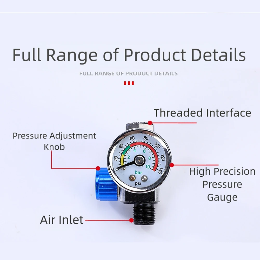 Oil Water Trap Filter Inline Air Regulator Gauge for Pneumatic Tools Designed for Airbrush Applications and Moisture Separation