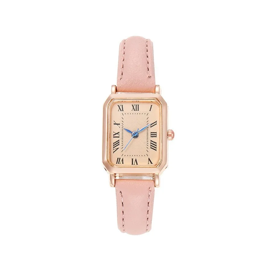 Retro Women's Square Quartz Watch Roman Blue Needle Scale แฟชั่นที่เรียบง่ายปรับแต่งใหม่นาฬิกาสําหรับสุภาพสตรี