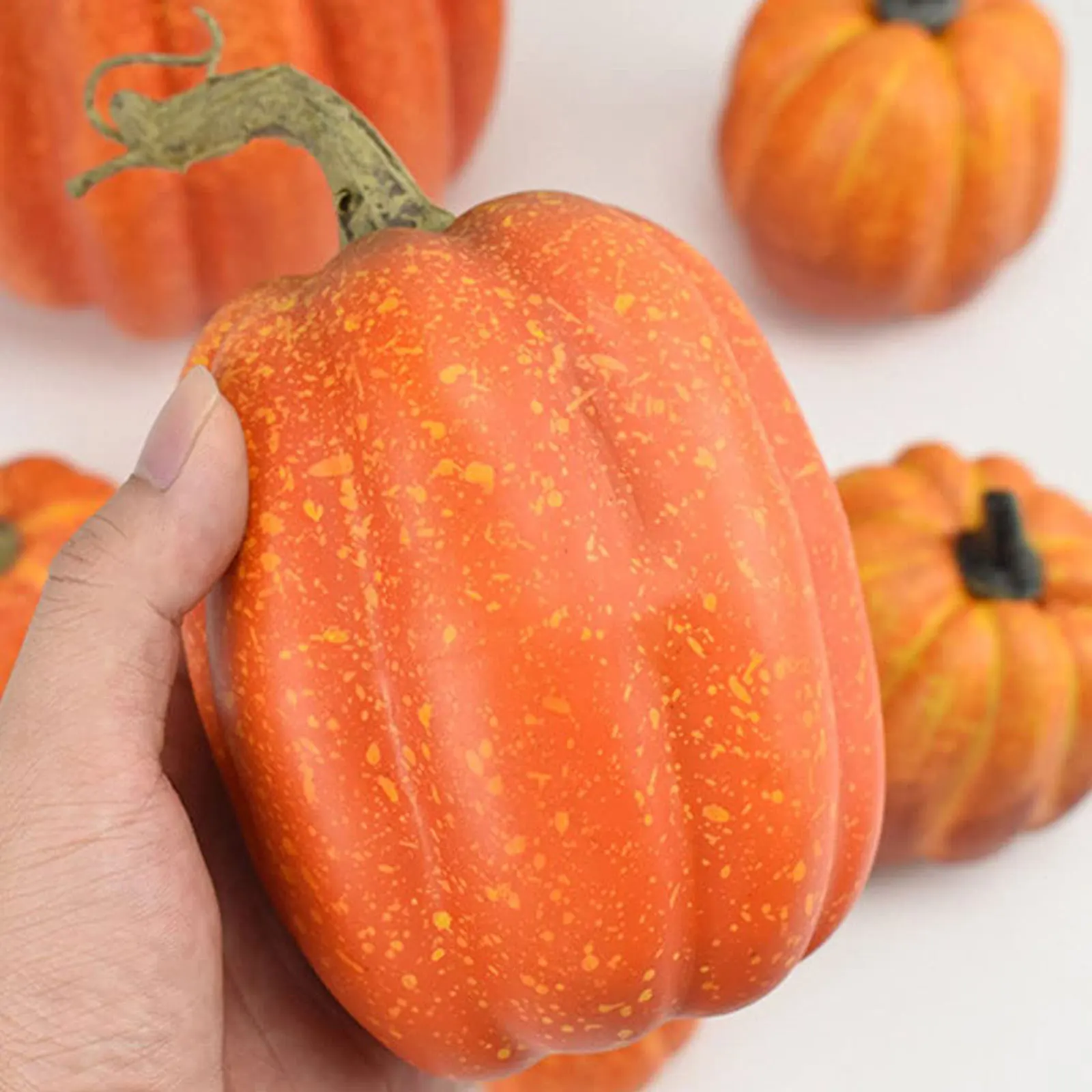 7PCS Autumn Harvest Artificial Pumpkins Vegetable Artificial Pumpkins Simulation Fake Mini Pumpkin Halloween Party Decoration