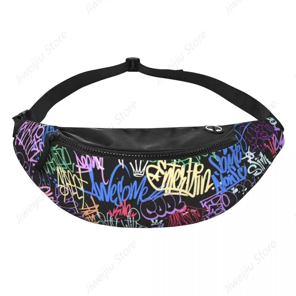 Custom Casual Colorful Street Graffiti Wall Tags Art Fanny Pack Men Women Crossbody Waist Bag for Camping Phone Money Pouch