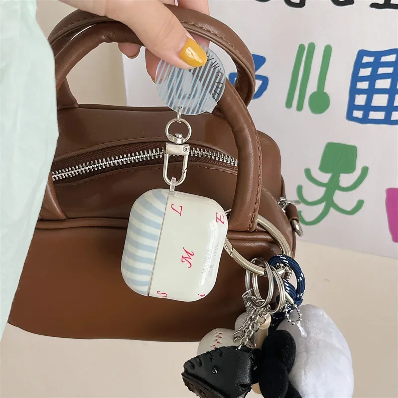 Simple stripes Headphone Case For Apple Airpods Pro 2 3 1 Cover with Cute Ornament  Earphone Charging Box Cases For Airpod 3