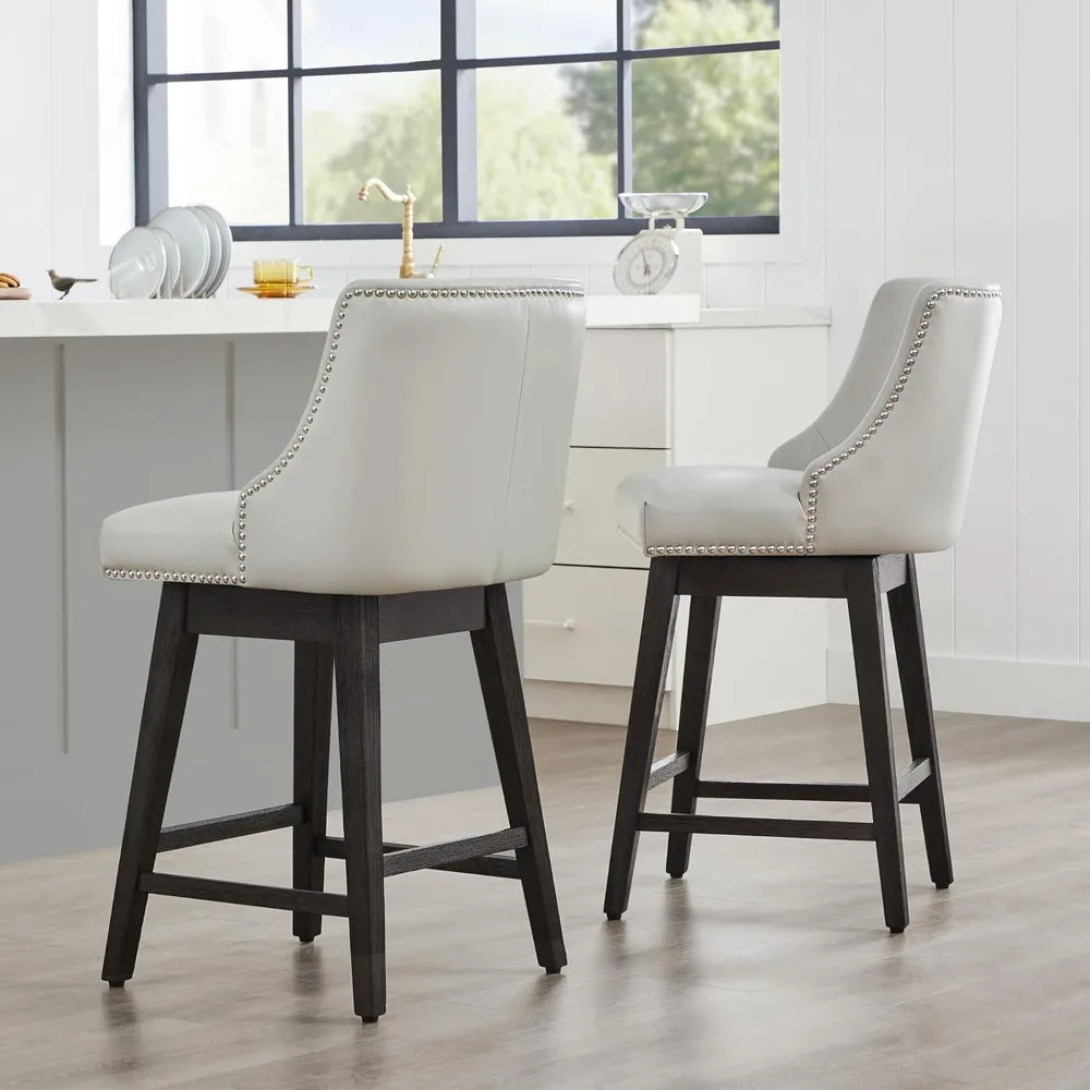 Counter Height Swivel Bar Stools Set of 2, FSC Certified Upholstered Counter Stools, Modern Swivel Barstools, Customized