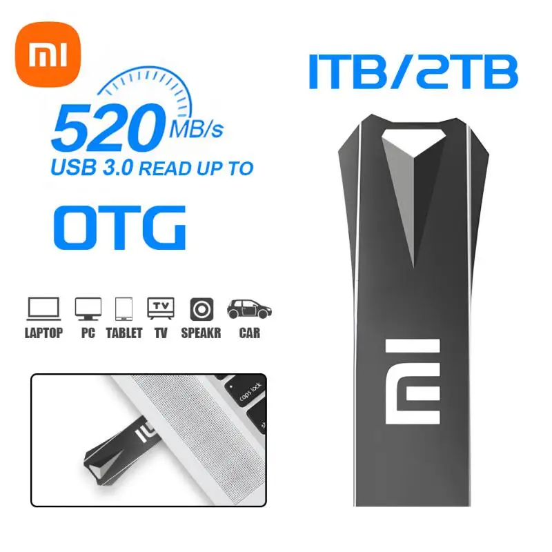 Xiaomi-unidad Flash USB de 2TB, Pendrive de 1TB, 128G, 256G, resistente al agua, u-disk, 3,0 teclas, memoria Usb, regalo para PC