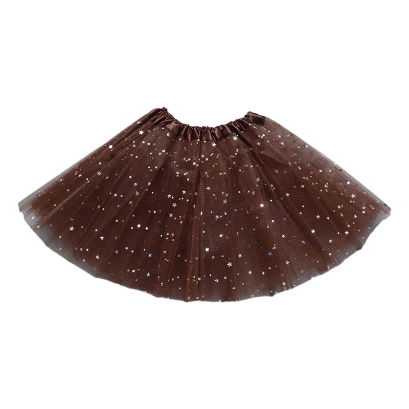 Children Kids Girls Shiny Sequins Ballet Skirts Elastic Mesh Tutu Ballerina Dress Gymnastics Princess Dancing Skirt