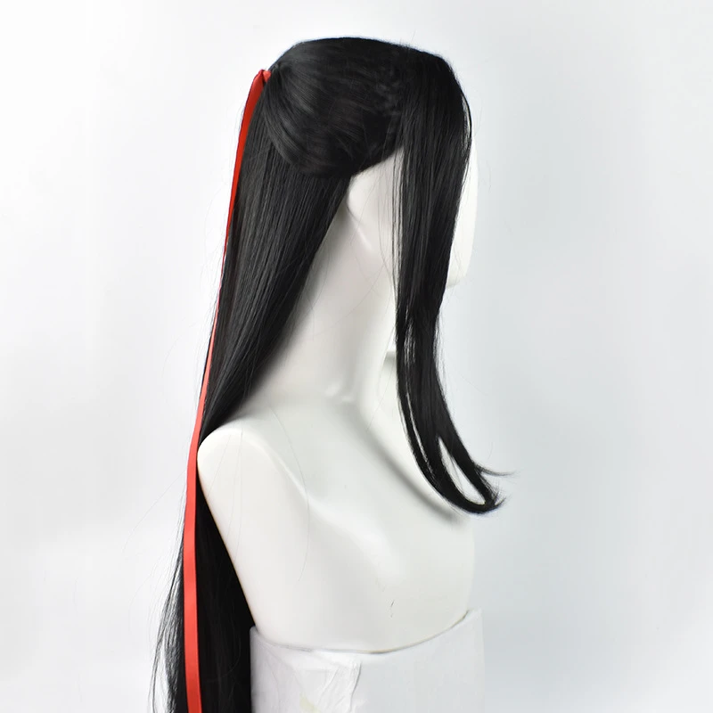 Anime mo dao zu shi grande mestre do cultivo demoníaco wei wuxian cabelo preto vermelho peruca ropecosplay para festa de halloween