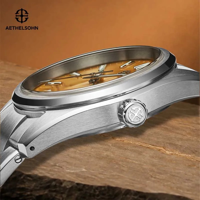AETHELSOHN TERRA GOLDEN STRATA Luxury Watch For Men VH31 Quartz Original Design Luminous Wristwatch 100M Waterproof 316L Steel