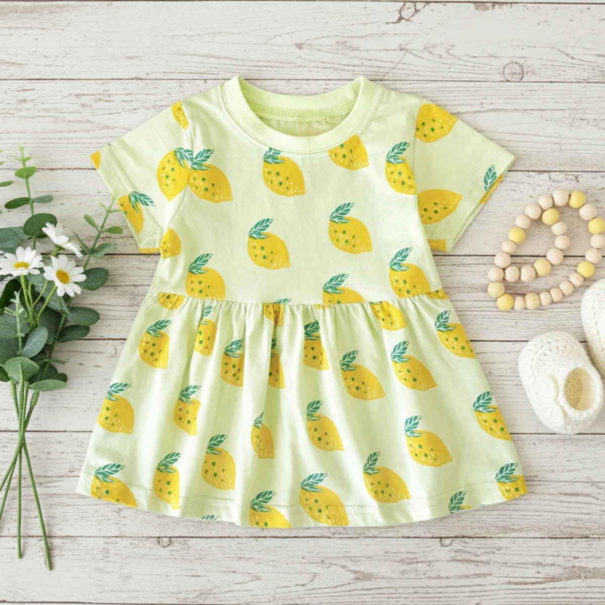 Sanlutoz Summer Sweet Baby Dress Cute Pattern Casual Kids Girls Cotton Clothing Dress