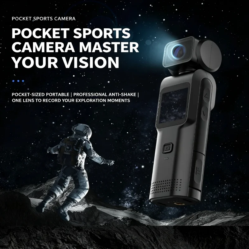 Outdoor Cycling Action Camera  4K  HD  Camcorder with 180°  Rotatable Lens, Pocket Sized Recorder 1.4 Inch Compact Sports Camera