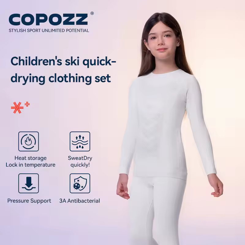 סט ביגוד תרמי לילדים COPOZZ - מנדף זיעה וללא תפרים לסקי וסנובורד
