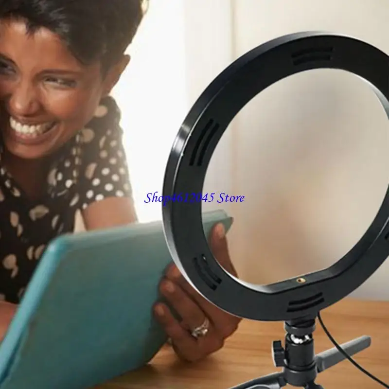 

L69A 10in LED Ring Lamp with Tripod Stand and Cellphone Holder Live Broadcast Selfie Fill Light Vlog Video