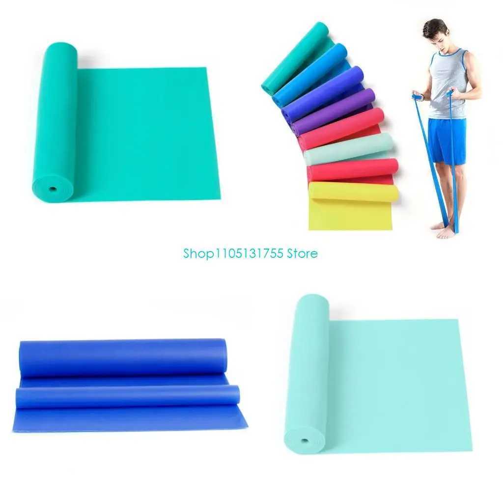 K0EF 1.5m Elastic Yoga Pilates Rubber Stretch Resistance Exercise Fitness Band Belt