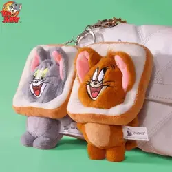 Originele 12 cm Toast Brood Tom en Jerry Pluche Sleutelhanger Kat Pluche Hanger Schooltas Sleutelhanger Kleine Pop Leuk Paar Cadeau