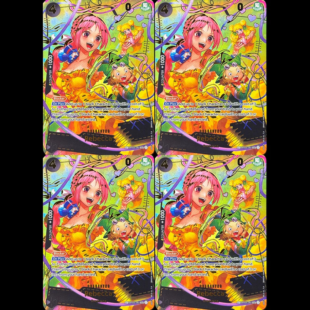 4PCS One Piece English OPCG Rebecca OP05-091 Character Foil Texture Proxy Gold Rare Game Cards Collection Toys Gits high quality
