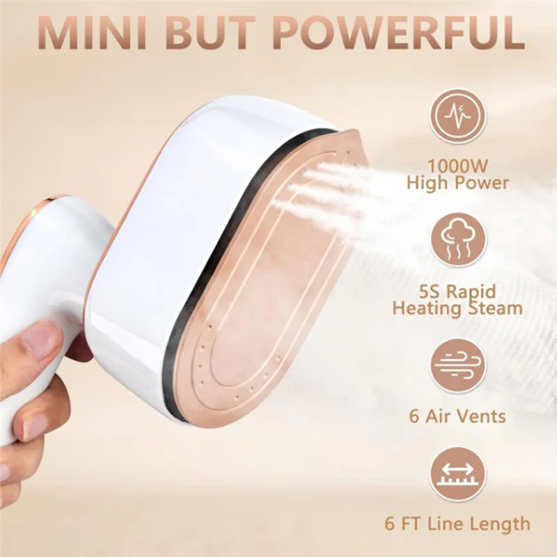 Stable-1000W Travel Steamer Iron LED Portable Mini Steam Ironing Machine For Clothing Travel Dorm Essentials US Plug
