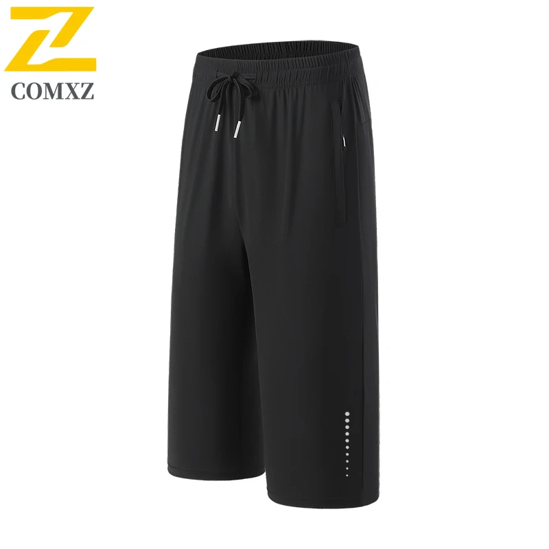 

2025 Summer New Sports Shorts Men's Casual Ice Silk Quick-drying Breathable Running Pants Male Plus Size Elastic Capri Pants 6xl