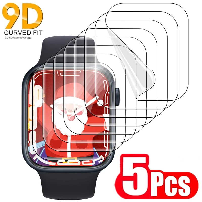 5PCS Soft Hydrogel Film For Apple Watch 9 5 6 SE 3 2 1 40MM 44MM 42MM 38MM Screen Protector For Apple Watch Ultra 49MM 41MM 45MM